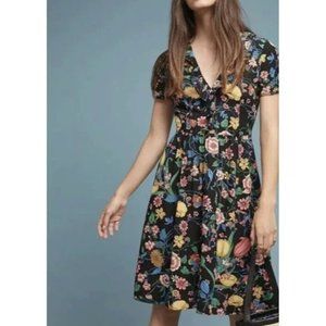 Anthropologie Maeve Boedel floral puff sleeve midi dress
